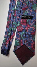 Vintage Christian Dior Monsieur 100% Silk Tie 57.5" 3.875" Made in USA floral