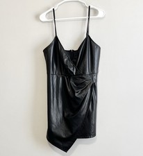 Lulus Women's Wild Guess Leather Mini Dress Black Size XL