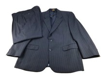 Brooks Brothers Brooksease Men Black Striped Wool 2 PC Suit 41R Pants 36"Wx31"L
