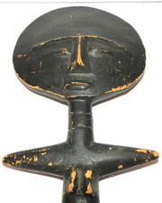 African Folk Art Akuaba Fertility Doll Asante Ghana 15.5" Vintage