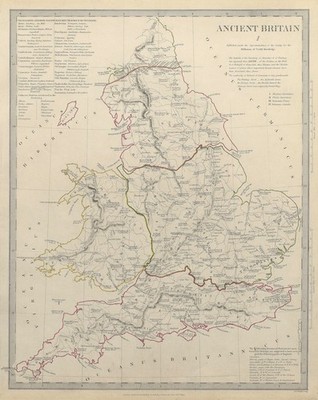 ALTES GROSSBRITANNIEN. England & Wales. Römische Straßennamen. Ptolemäus SDUK 1844 Karte