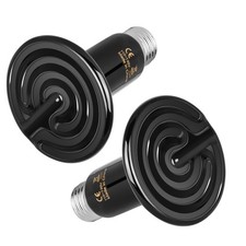 HealSmart 75W Reptile Heat Lamp Ceramic Emitter, No Light 75W, Black