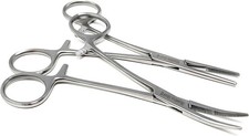 2 Pcs 5.5" Surgical Hemostat Kelly Locking Forceps Clamp Straight /Curved