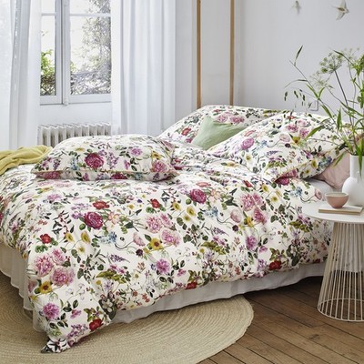 Irisette Mako Satin Bettwäsche Wave 8885-10 rosa weiß Blumen 135x200