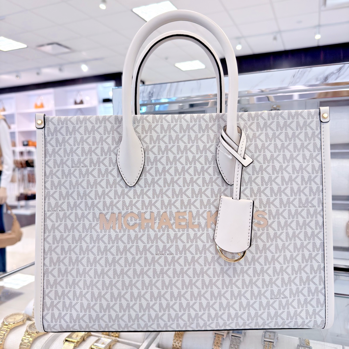 【未使用級】MICHAEL KORS　MIRELLA　2WAYバッグ　MK柄 Michael Kors Mirella Medium Tote MK Signature Logo Bag Multi Light