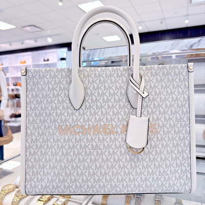 Michael Kors Mirella Medium Tote MK Signature Logo Bag Multi Light