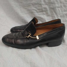 Gucci Rare Vintage Loafers Shoe Mens Leather Dress Black Slip On Size US 7