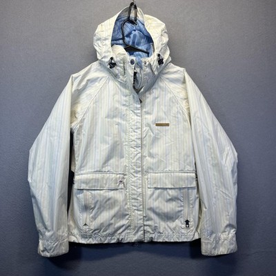 Foursquare Jacket Womens Small White Hooded Insulated Ski Snowboard Striped