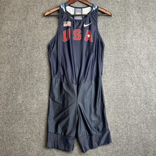 Nike Pro Elite Team USA Jersey Singlet Mens XL Blue Track Field Speed Suit USA