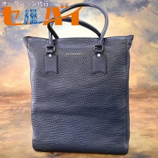 BURBERRY Premium Grain Calf Leather A4 Document Tote Bag Briefcase