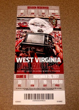 Oklahoma Sooners 11/25/2017 Football Ticket Stub Rodney Anderson 4TD Baker 3TD