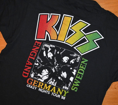 *1980's KISS* vtg original Rare 1988 Euro Concert Tour tee shirt (M/L) 70's 80's