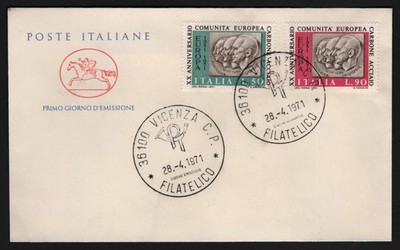 20 Jahre Tschechien - Adenauer Schuman De Gasperi - Vicenza FDC Italien 1971