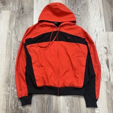 Vintage Nike Track Jacket YOUTH Large 12-14 Red Black Zip Up Hood