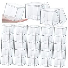 30pcs Sturdy Acrylic Storage Boxes, Clear Plastic Square Cube Containers with