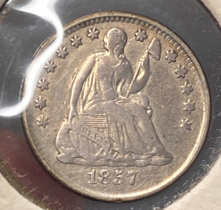 1857 P Seated Liberty Half Dime Silver Stunning Condition Coin AU