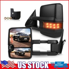 Pair Power Turn Signal Clearance Lamp Smoke Tow Mirrors For 88-98 Chevy Gmc