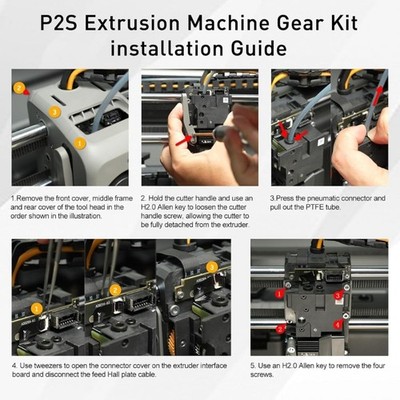 Upgrader Hardened Steel Extruder Gear For Smooth Filaments Feeding In P2S