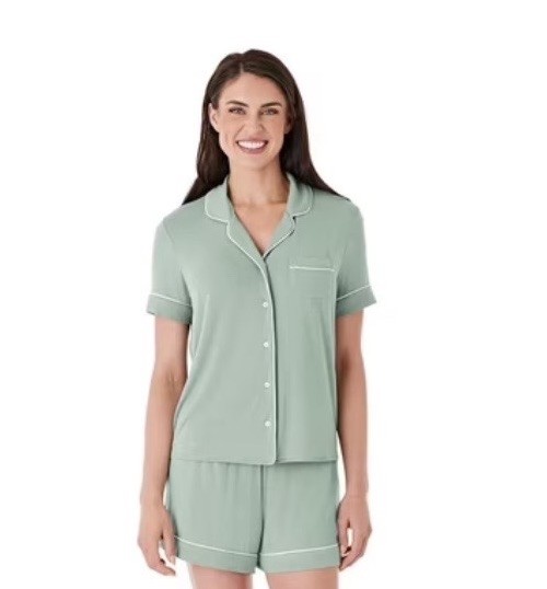 Member’s Mark DreamMark Pajama Set XXL Green Notch Collar Short Sleeve Shorts