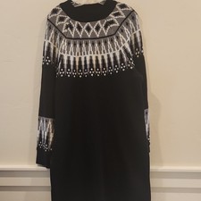 Lane Bryant Women's 18/20 Long Sleeve Geometric Knit Sweater Dress Black