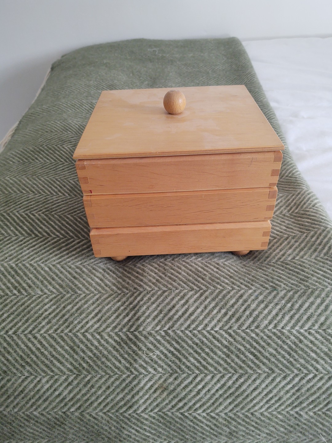 Vintage 3 Tier Stacking Wooden Pencil , Crayon , Pen Box