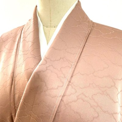 Japanese Kimono Pure Silk Lining Plain Color Single Crest Family Brown