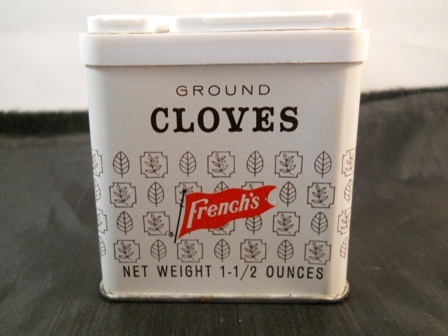 VINTAGE FRENCH'S GROUND CLOVES SPICE TIN - PARTIALLY FULL
