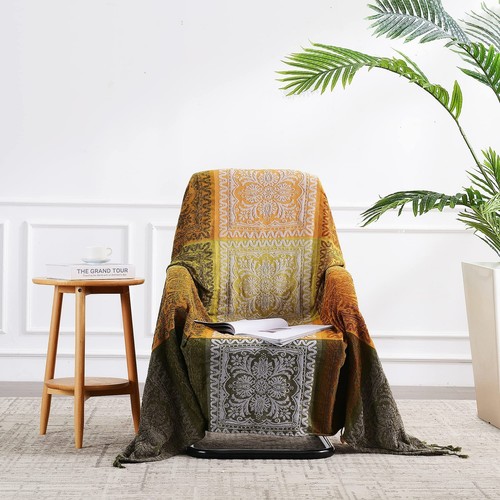 Cover Bohemian Throw Blanket Tassels Hippie Decor Covers Couch Chair loveseat Fu - Picture 2 of 7