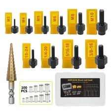 HIFESON Rivet Nut Tool Hand Nuts Riveter Rivnut Tool Metric and SAE with Step...