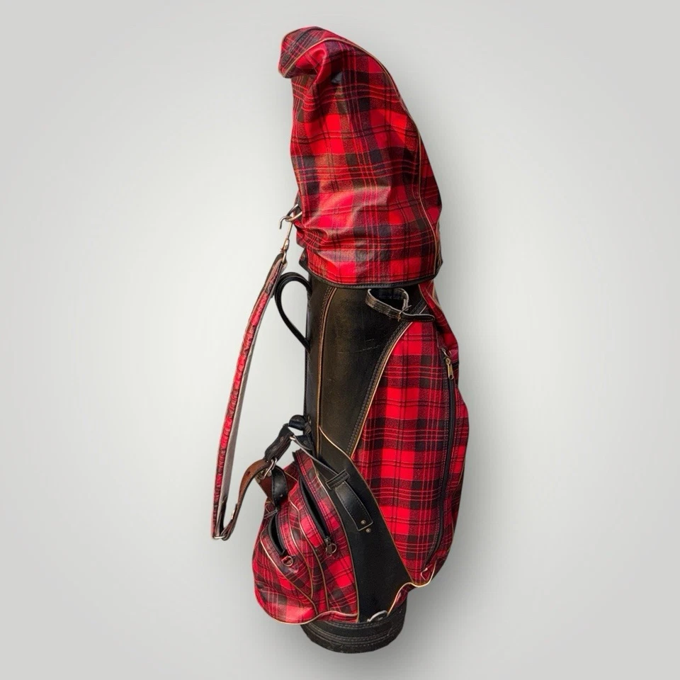 Bolsa de golf vintage a cuadros roja PING con cubierta para lluvia ~ LEER DESCRIPCIÓN Foto 2 de 4