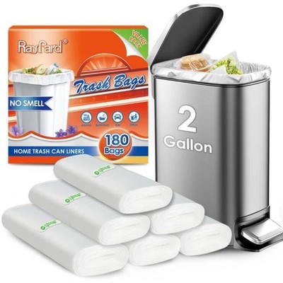 180 Counts 2 Gallon Small Trash Bags 1.8 to 2 Gal Garbage Bags for 1.6 1.8 2 2.2