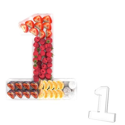 11 Inch Square Number 1 Acrylic Fillable Charcuterie Tray Serving Cake Box