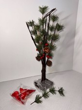 Christmas Cardinal Lighted Pine Tree Decor Pinecone Berries battery centerpiece