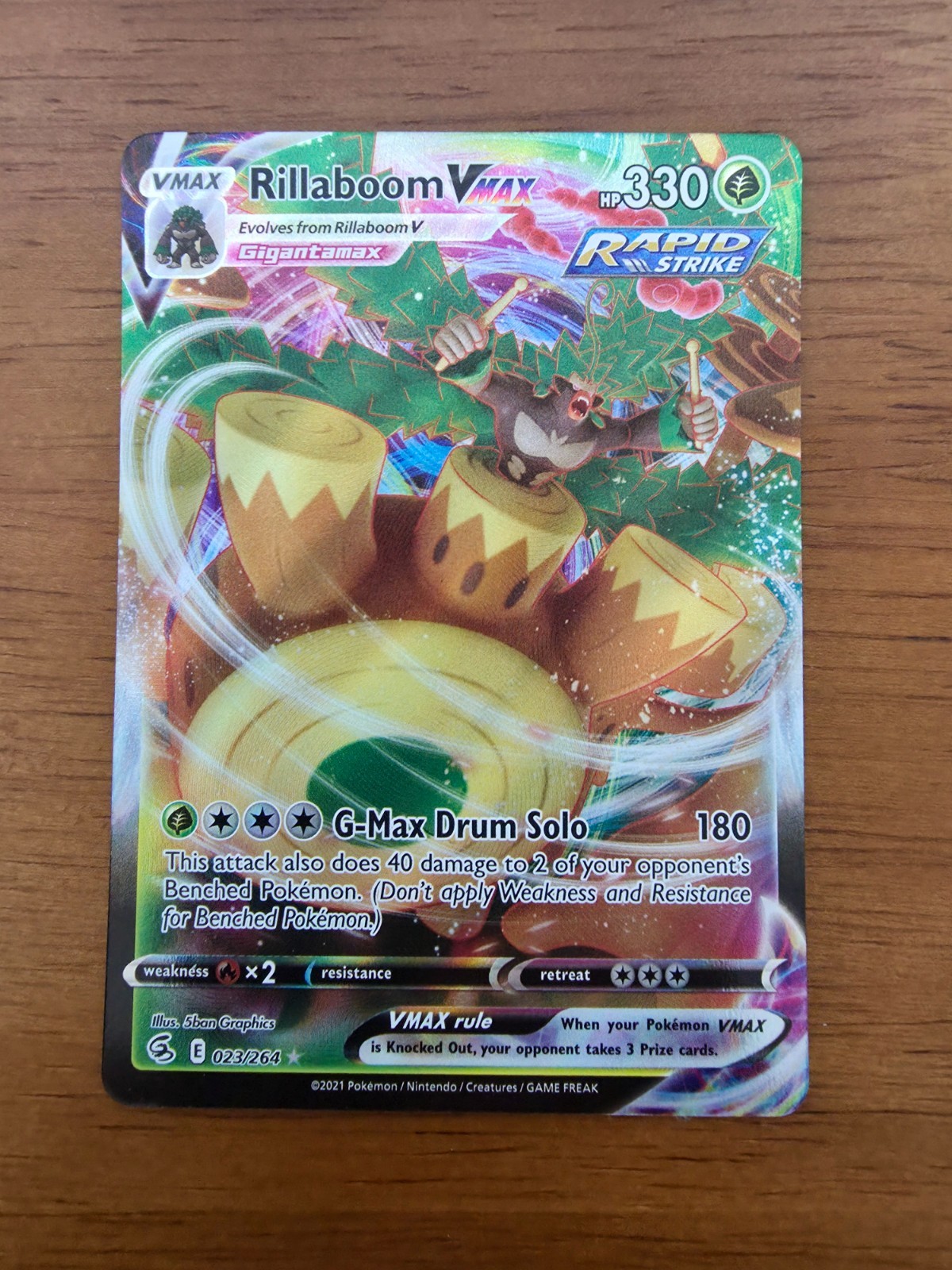 Rillaboom VMAX 023/264 Fusion Strike Full Art Pokemon Card