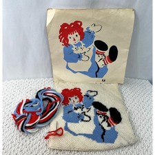 Raggedy Ann Wool Needlepoint Kit Project In Progress Tina of California 9x9 VTG
