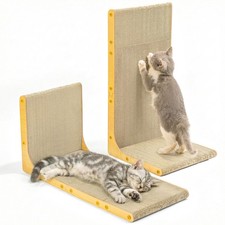 2 Pack Cardboard Cat Scratcher 23 Inch LShaped Scratch Pad Wall Leaning
