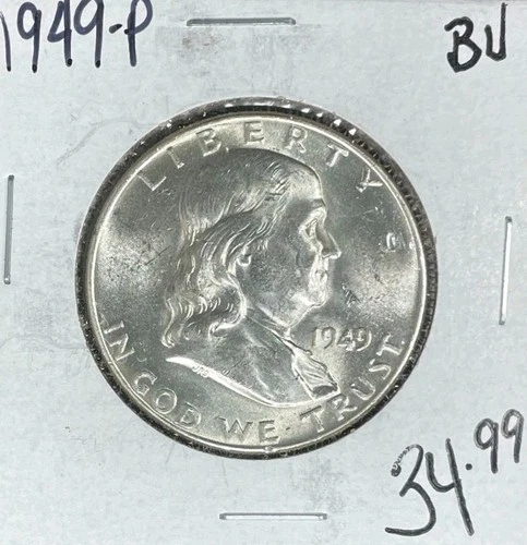 1949-P FRANKLIN SILVER HALF DOLLAR ~ BU ~NICE LOOKING COIN~