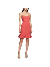 1. STATE Womens Coral Spaghetti Strap V Neck Short Evening Body Con Dress 6