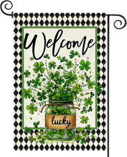 St. Patrick's Day Double-Sided Garden Flag 12.5x18 Inch Shamrock Design