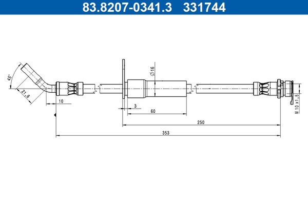 ATE Bremsschlauch 83.8207-0341.3 FüR Ford Puma J2K CF7 Ecoboost Mhev Flexifuel-image
