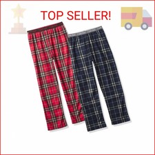 Calvin Klein Kids Boys' Super Soft Brushed Micro Pajama Pant 2-Pack, Plaid Red/P
