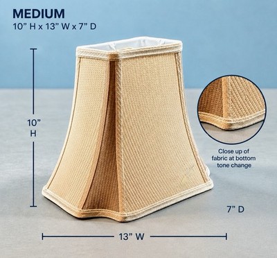 Vintage Rectangle Bell Fabric Lamp Shade Neutral 2 Tone Ivory Classic Cottage