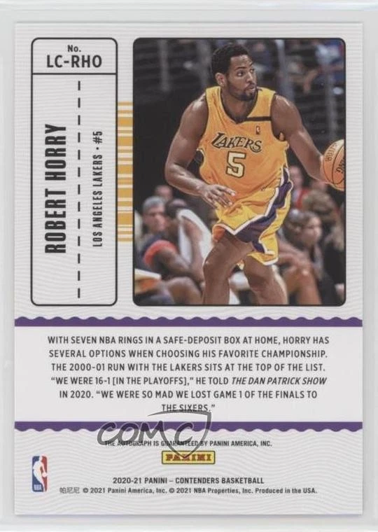 2020-21 Panini Contenders Legendary /199 Robert Horry #LC-RHO Auto - Image 2 of 2