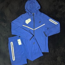 NWT Nike Tech Fleece Short Set Mens Size Large Blue Color Hoodie Shorts Combo