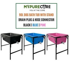 Dog Bath Tub 90L Pet Pool with Stand Metal Frame Drain Plug Hose Connector