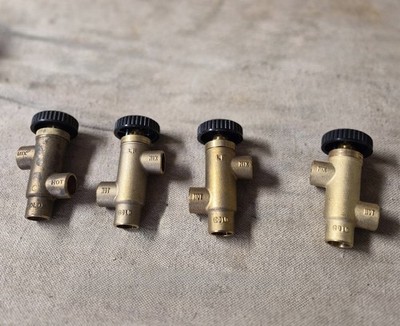 Lot of 4 Brass Hot Cold MIX Water Mixing Valves w/ Black Knobs Plumbing