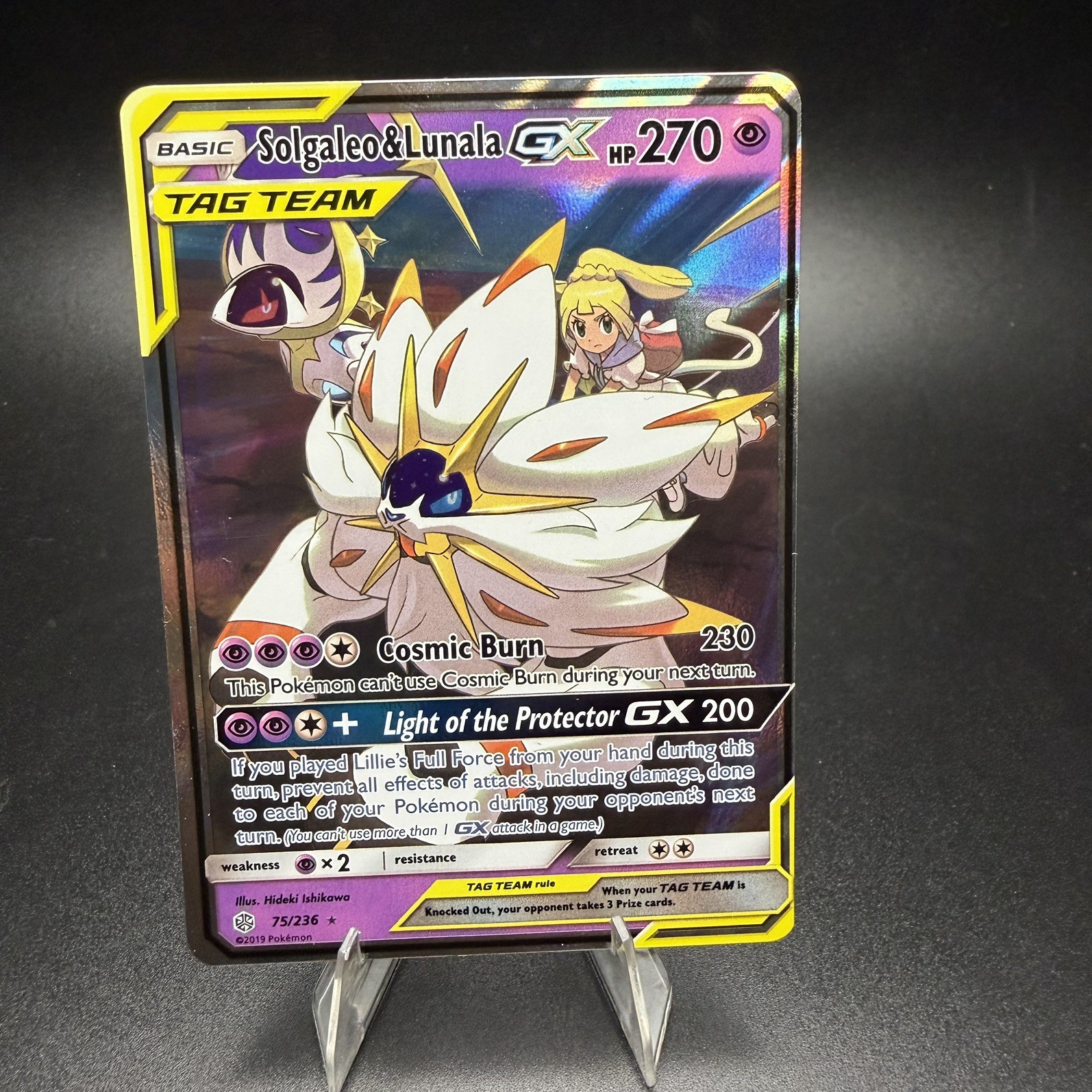 Solgaleo & Lunala GX 75/236 SM Cosmic Eclipse Tag Team Pokemon Card SEE PHOTOS 