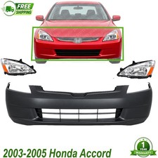 Front Bumper Cover Fascia Headlight Assembly Kit For 2003-2005 Honda Accord