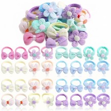 Kids Hair Tie Kit Girls Bow Hair Bands Cute Flower Elastic Rubber Bands 48Pcs Se