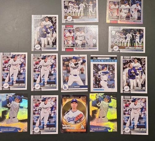 Shohei Ohtani 2026 Topps 15 card lot with inserts, Los Angeles Dodgers